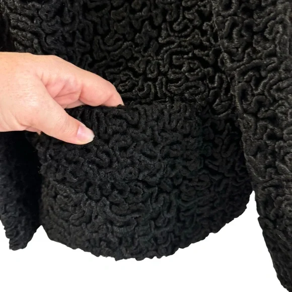 Vintage Astrakin Lepshire Black Curly Persian Lamb Wool Short Coat Mink … - Picture 6 of 16